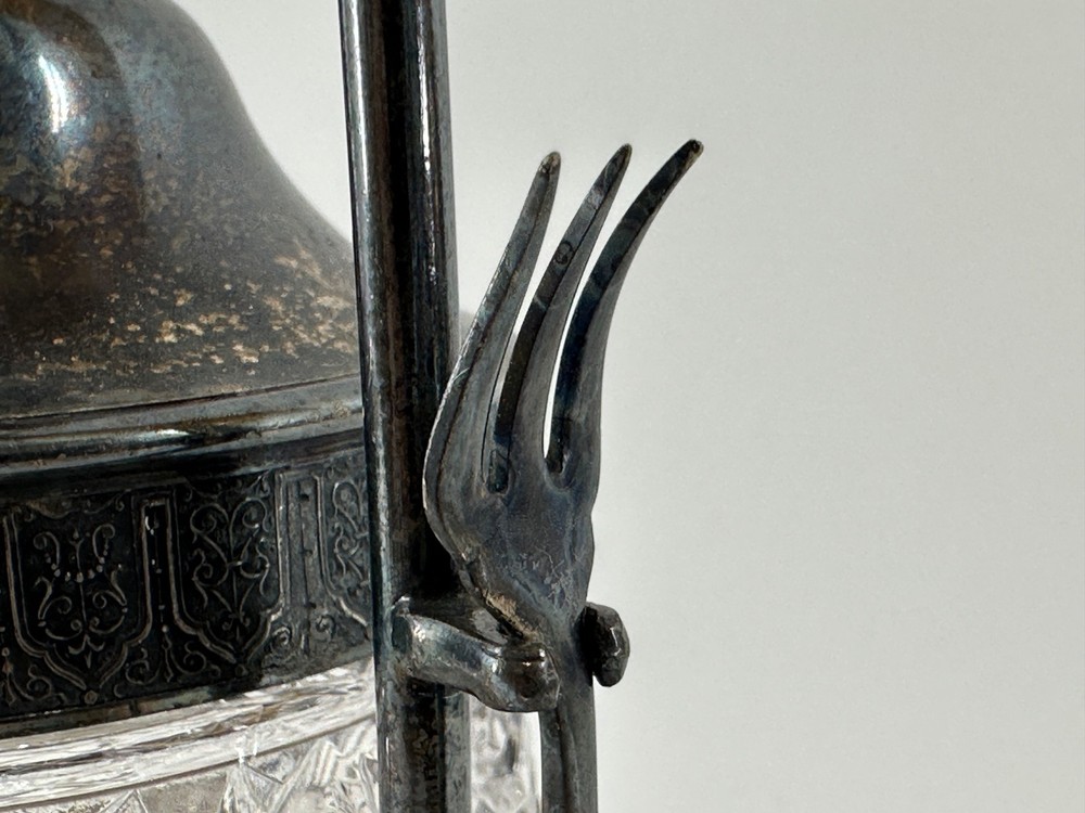 Glass Pickle Relish Sugar Fork Silver Castor Reed Barton Daisy Button EAPG