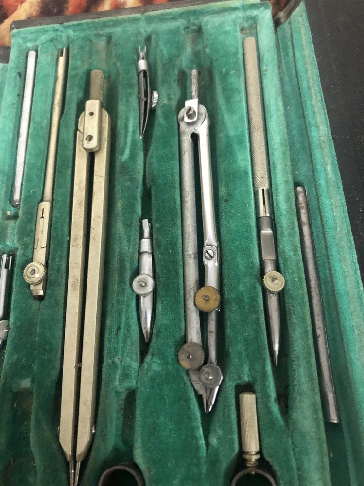 Vintage Complete Incomplete Drafting Set With Hard Shell Case Germany