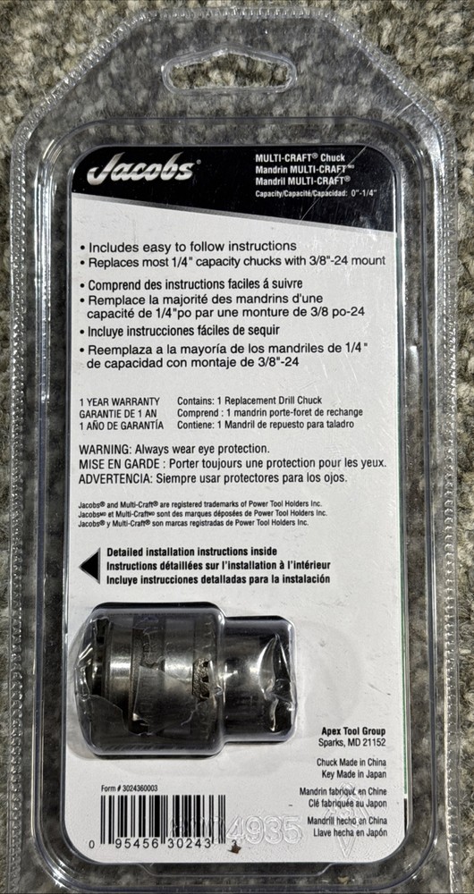 NEW Jacobs Multi-Craft 1/4-Inch Chuck - #30243