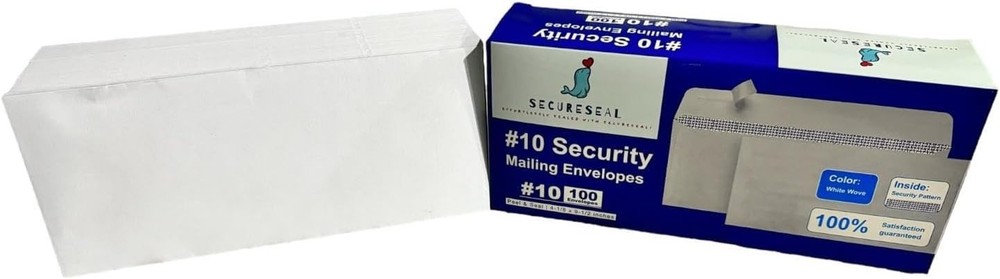 Security Self Seal Envelopes, Security Tinted - Ultra Strong Seal & No Window, 4