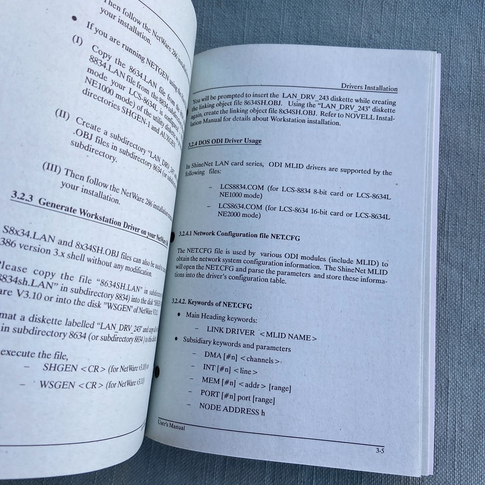 Computer Software Drivers Longshine LAN Network Card Manual Ver 5.00 2.08 SCO Un