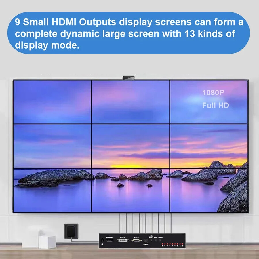 4K 3X3 Video Wall Controller DVI HDMI TV Video Wall Splicer Multi Screen Splicer