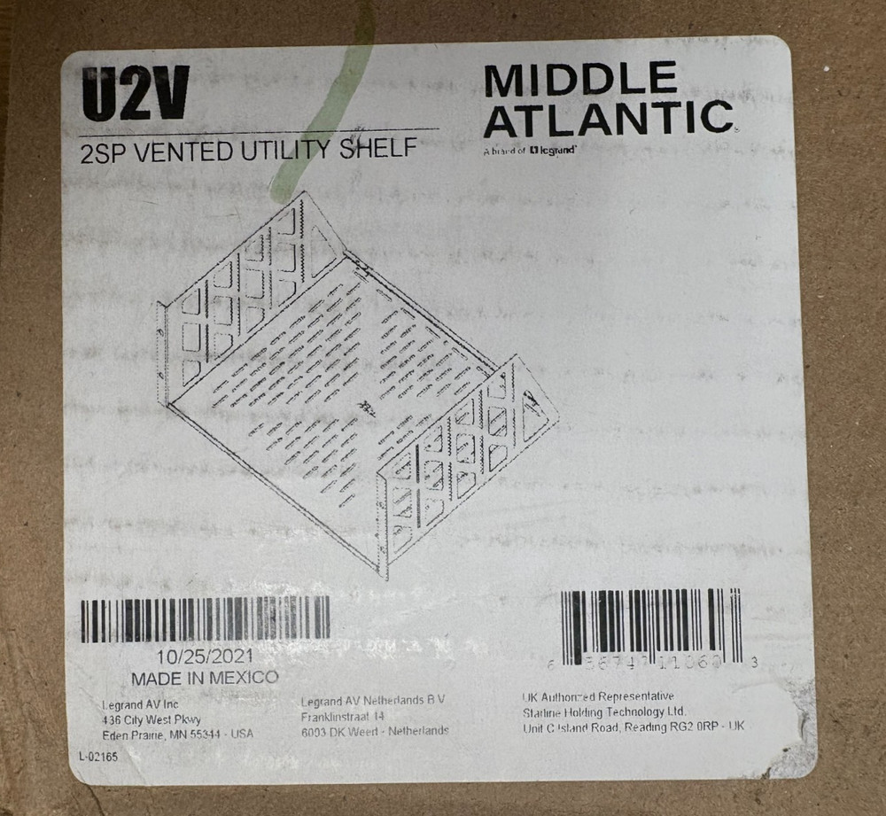 Middle Atlantic U2V 2U Vented Rackshelf