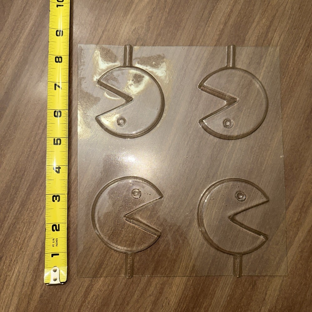 One Plastic Candy Mold - 4 packman suckers on tray - Used