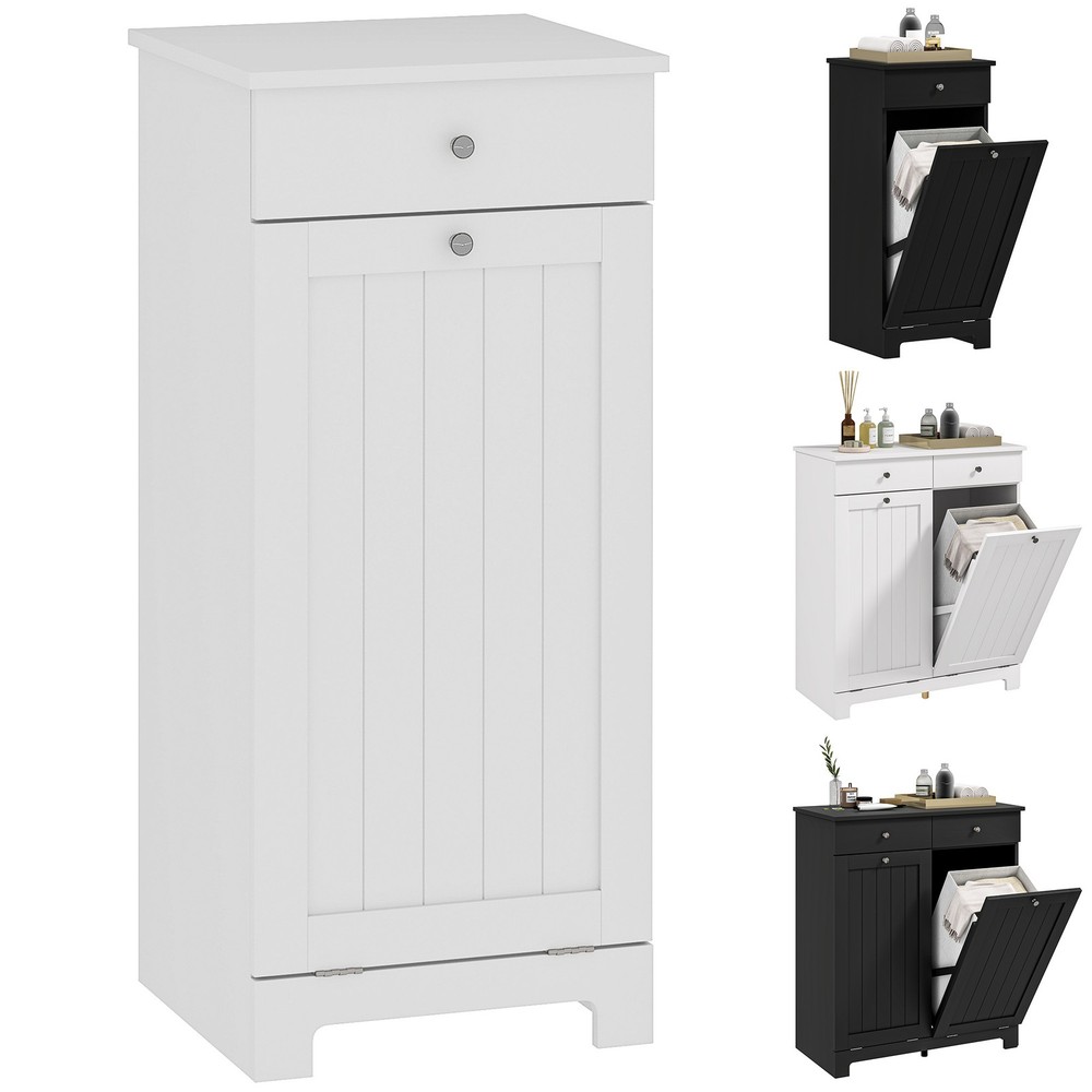 HOMCOM  Tilt Out Laundry Hamper, Laundry Hamper Cabinet with Drawer