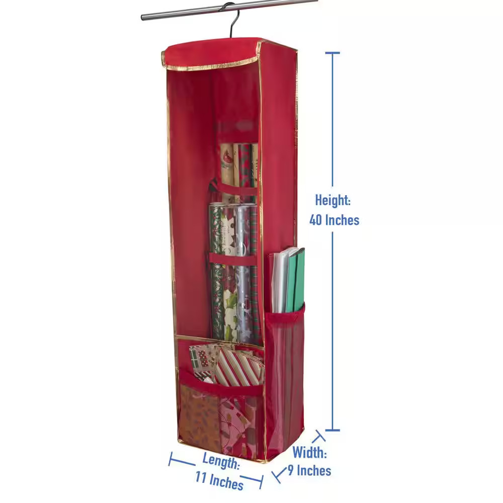 Hanging Polyester Holiday Gift Wrap Organizer