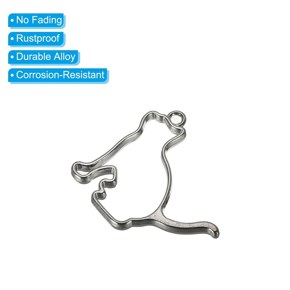 10Pcs Cat Shaped Alloy Open Back Bezel Pendants DIY Resin Frame, Black