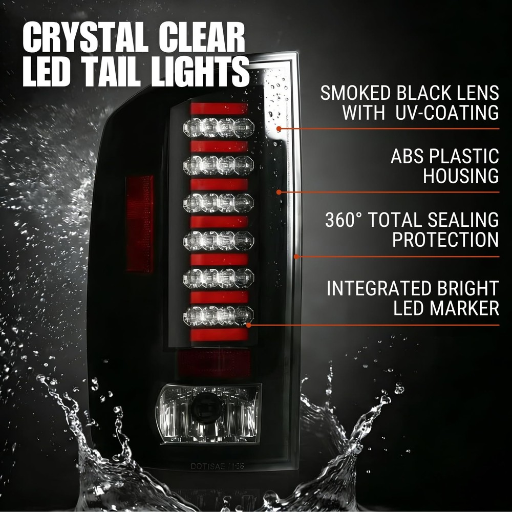 LED Tail Light Assembly Compatible with Dodge Ram Black Smoked 2002-2006 RAM