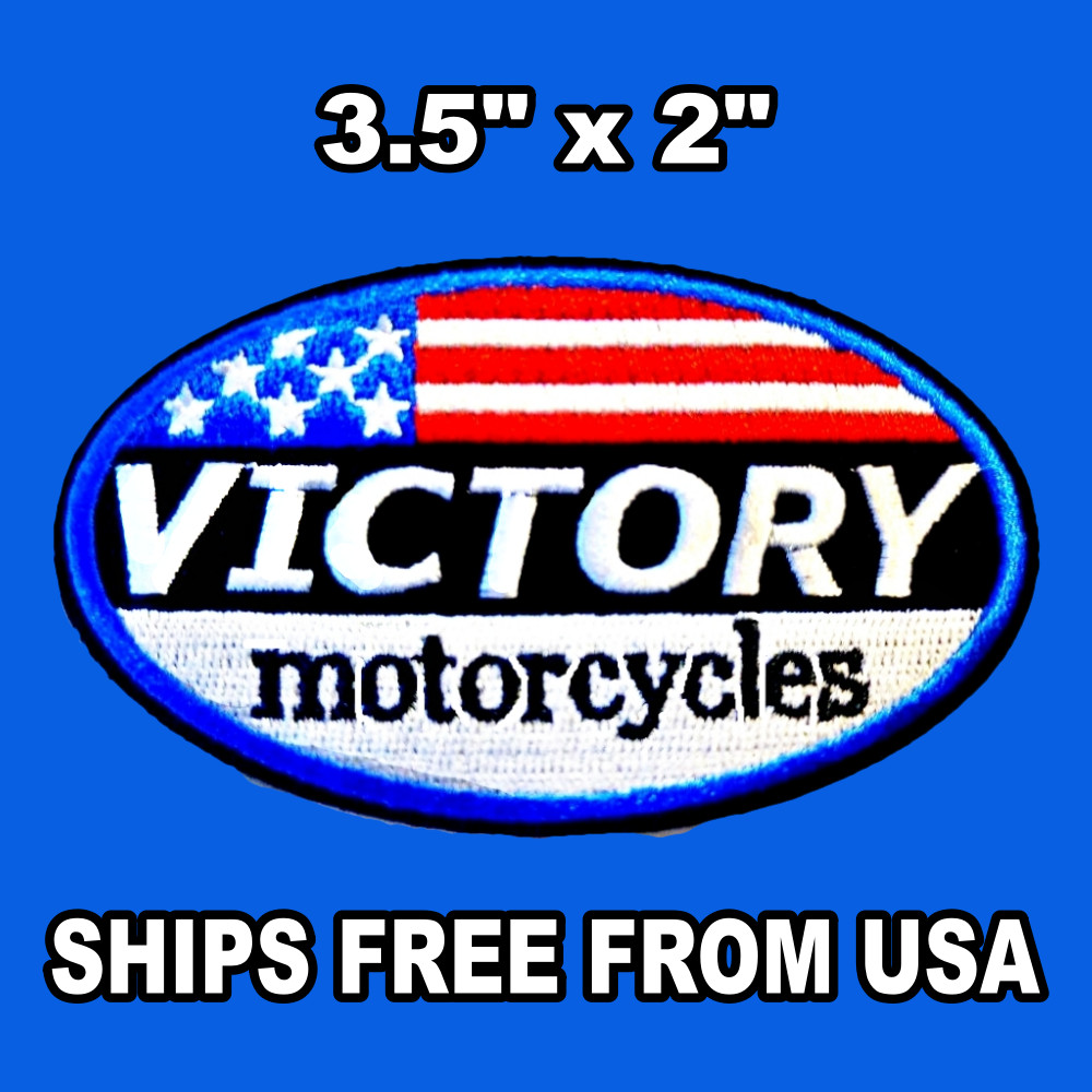 Victory Motorcycle Biker Patch. Flag Embroidered Iron-On Sew-On Patch