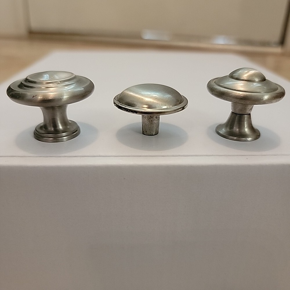 Cabinet Knobs Lot 18 Brushed Silver Round 1.25" Kitchen Drawer Pulls