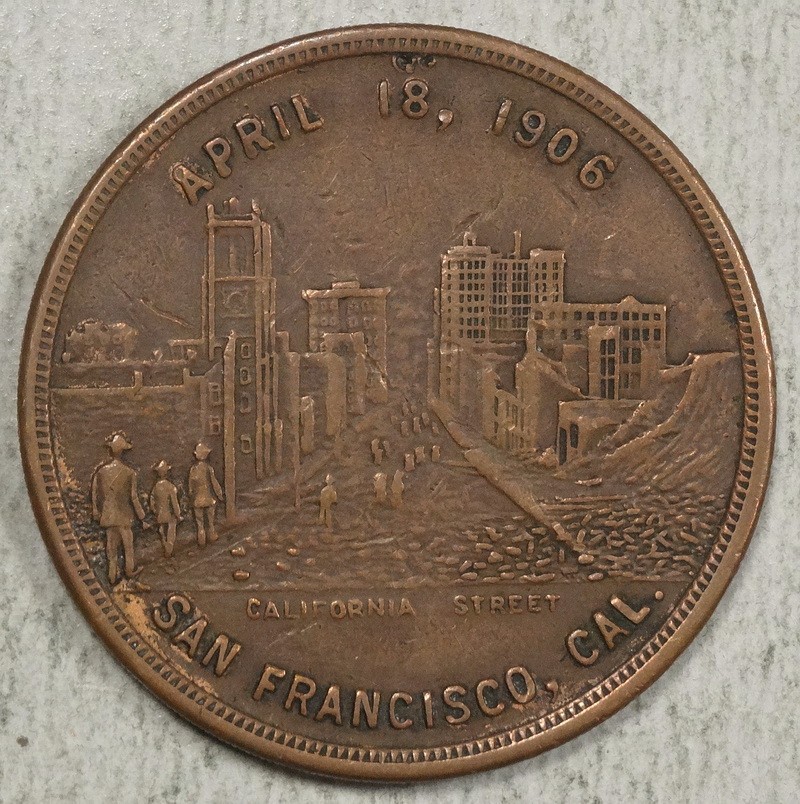San Francisco Earthquake & Fire Dollar, Copper Reeded Edge, HK-342A??   1013-89