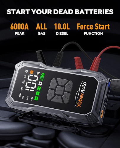 YaberAuto 10-in-1 Jump Starter with Air Compressor 6000A 150PSI
