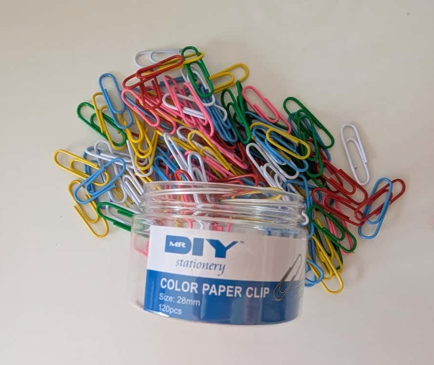 Vinyl Paper Clips 28mm 120 Pcs/box Assorted Colour Study Documentation