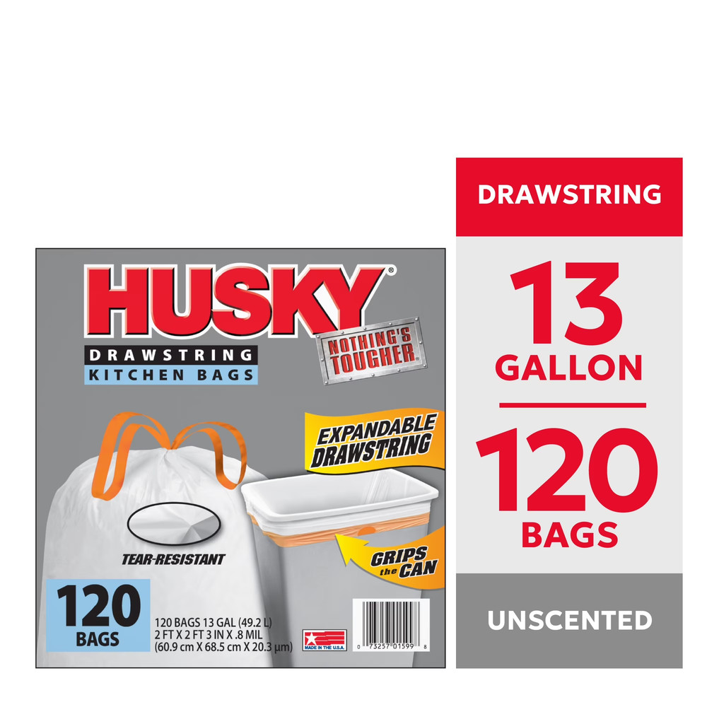 13 Gallon Tall Kitchen Drawstring Bags, 120 Bags