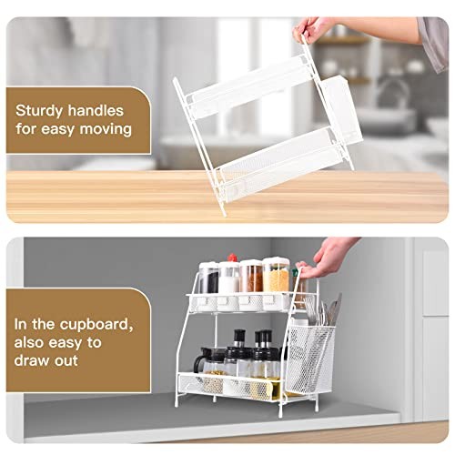 Countertop organizer for bathroom counter, White (Size 7" x 12" x 13")