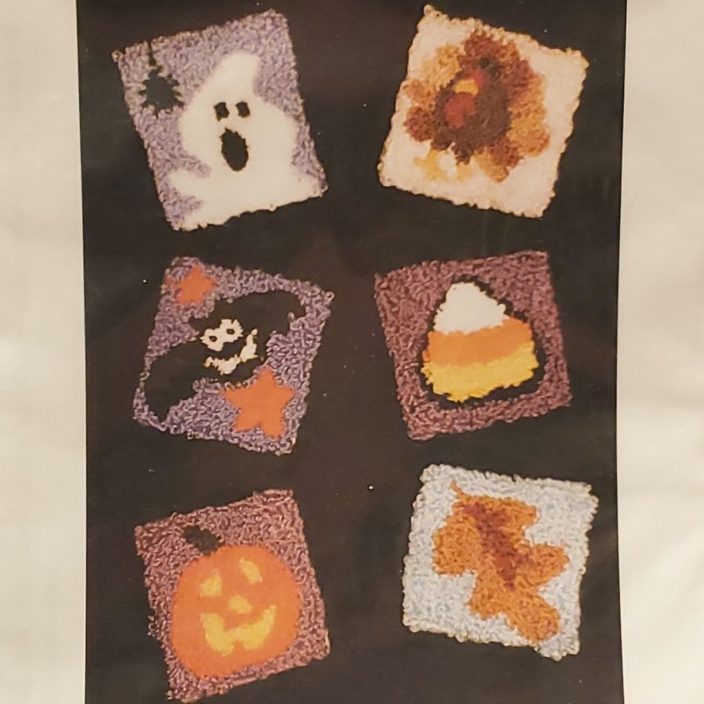 Fall punchneedle patterns 2005 4.5 inch square Halloween ghost Thanksgiving bat