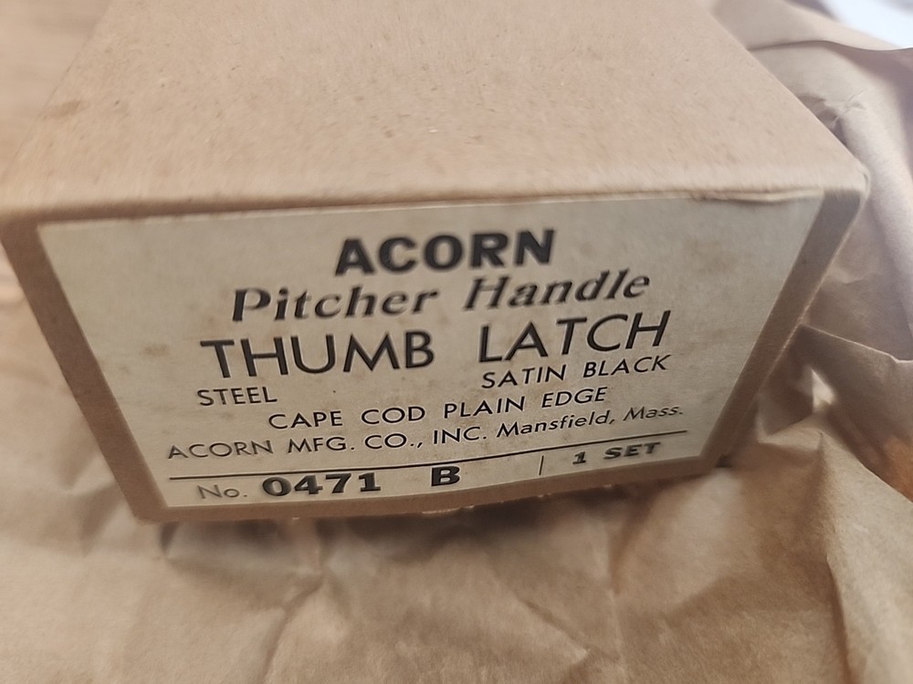 NOS ACORN 0471 B, Pitcher Handle Thumb Latch Door Offset Box Strike Hardware