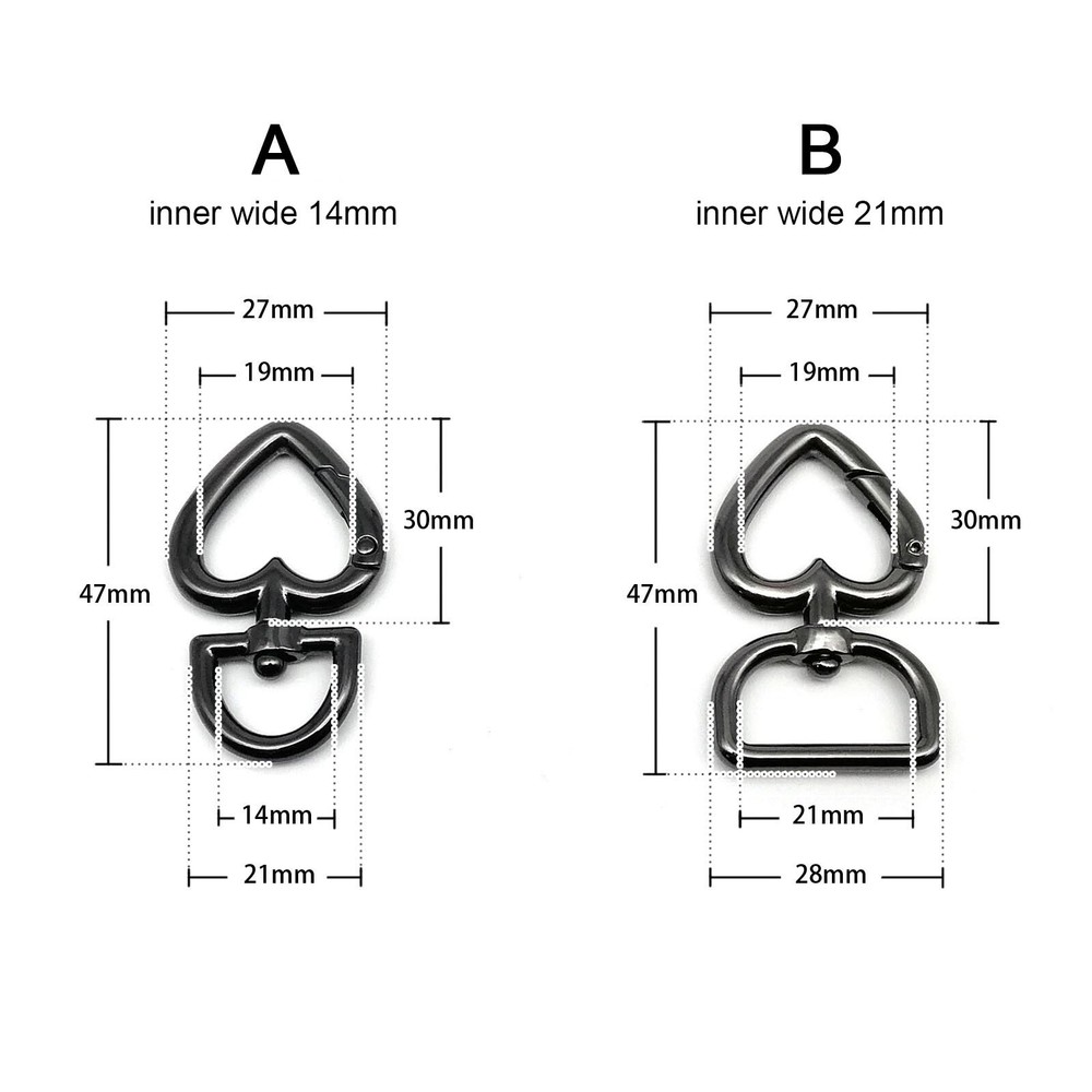 1/5pcs Heart Shape Spring O Ring Bag Strap Buckle Pendant Key Snap Clip Trigger