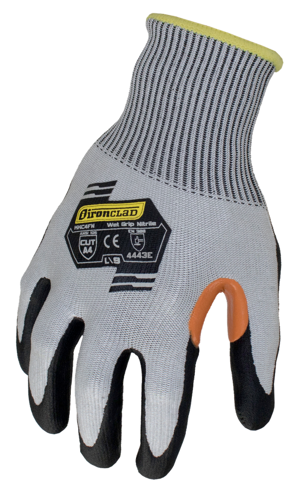 (12 PAIR) IronClad KKC4FN Command Knit Gloves A4 Cut Foam Nitrile - Select Size