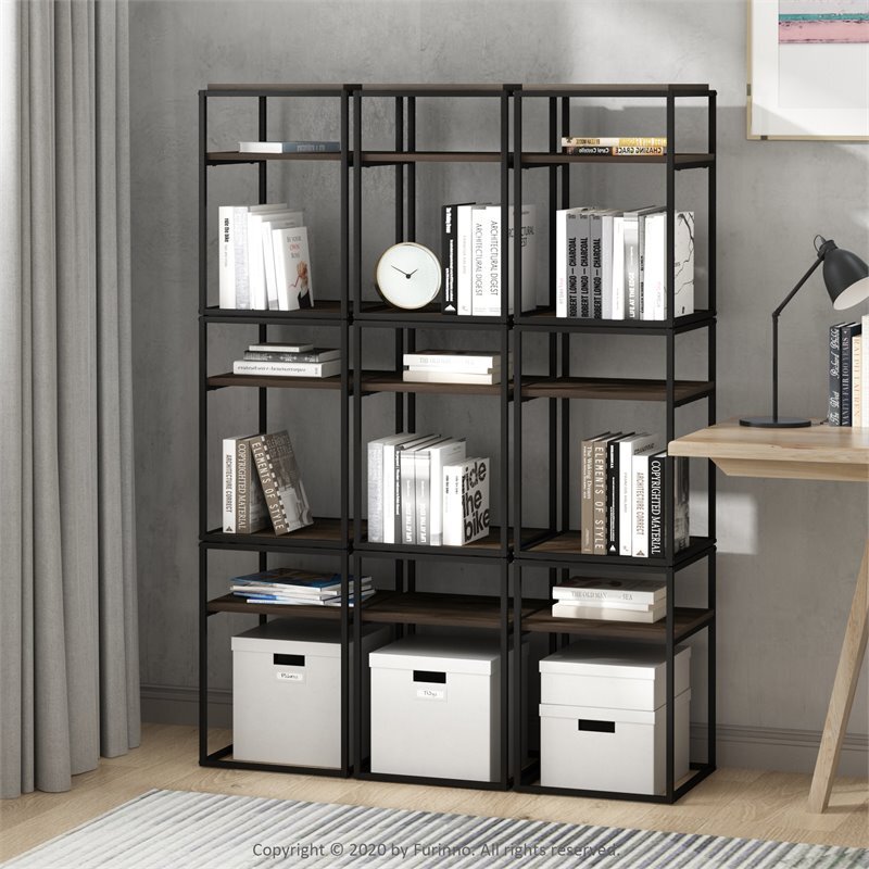 Furinno Moretti Engineered Wood 2-Tier Stackable Shelf in Columbia Walnut