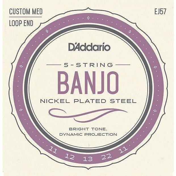 D'Addario EJ57 5-String Banjo Nickel Strings Custom Medium 11-22