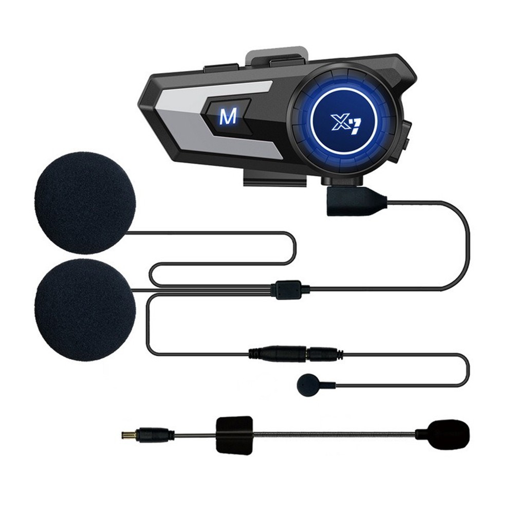 Motorcycle Headset Bluetooth Intercom 2 In 1 Double Microphone X7 Silver