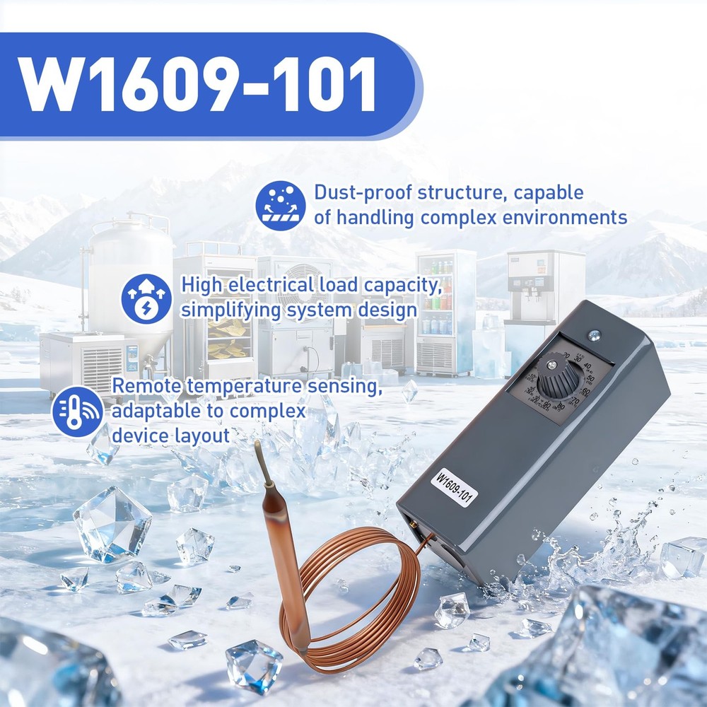 W1609-101 Refrigeration Thermostat Temperature Controller Remote Control Bulb...
