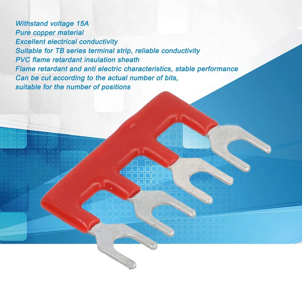 15 Pcs Jumper Block Terminal Strips, 100V 15A, Fork Type with PVC Shell, Cuttabl
