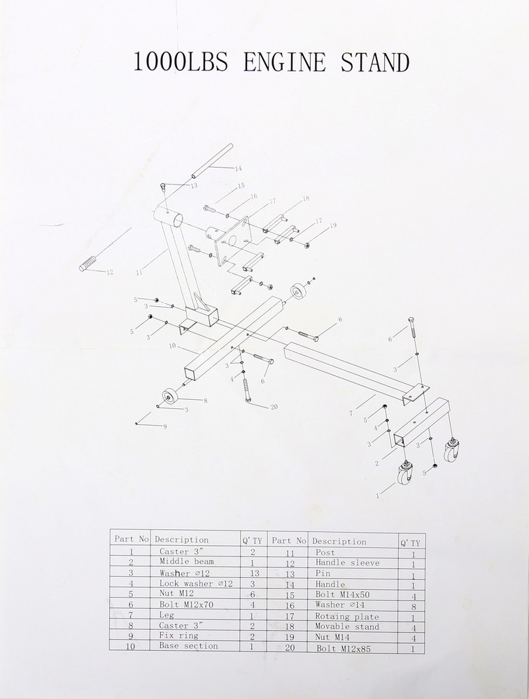 1000LBS Rotating Engine Stand Steel Motor 360 Degree Adjustable Mounting Head