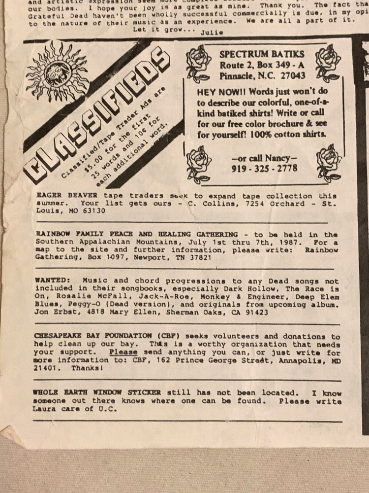 🔥 Grateful Dead - Unbroken Chain June / July 1987 Issue 🔥