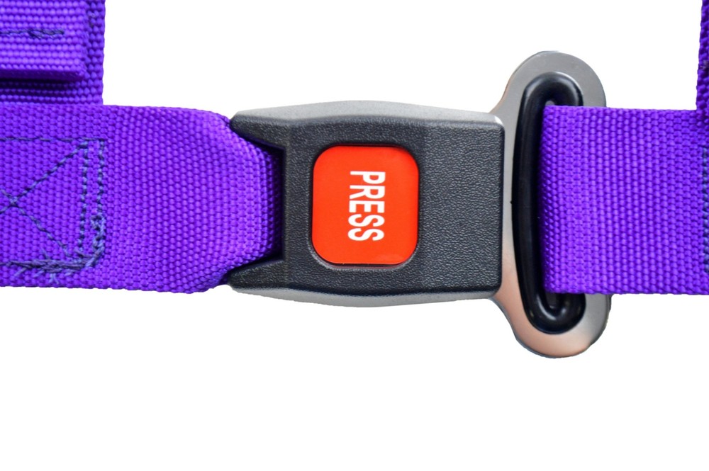 PURPLE 4 POINT SEAT BELT 2" HARNESS PULL UP LAP BELTS FLOOR MOUNT PUSH BUTTON
