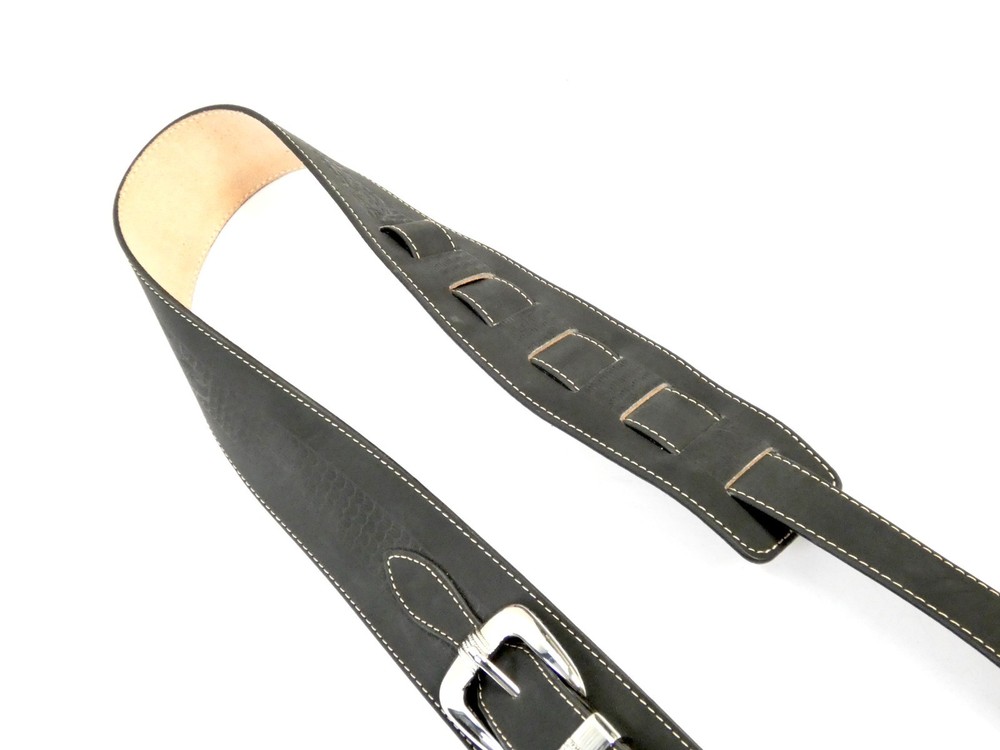 D'Addario Black, Genuine Leather Adjustable Guitar Strap