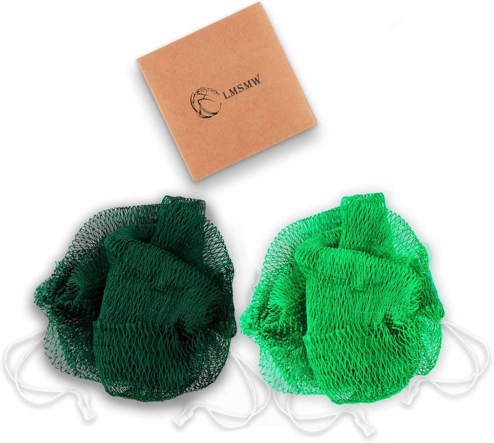 African Sponge Net Authentic – 2 Pack Exfoliating Bath Net with Knots & Handle