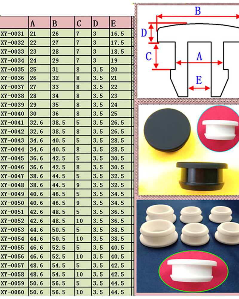 White Silicone Shockproof Plug Button Rubber Stopper 5.5mm - 50.6mm Sealing Plug