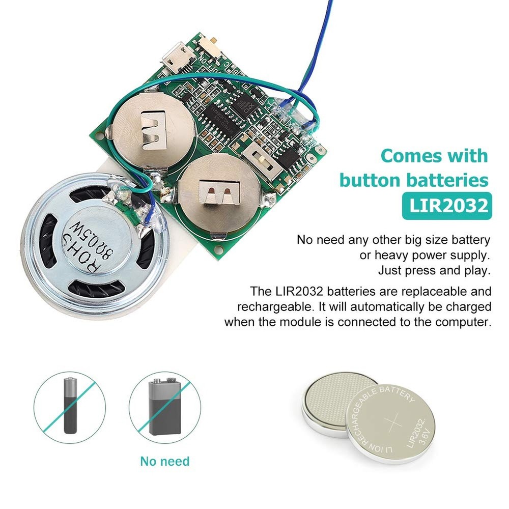 Recordable Sound Module, Icstation 8M USB Programmable Sound Chip with Speake...