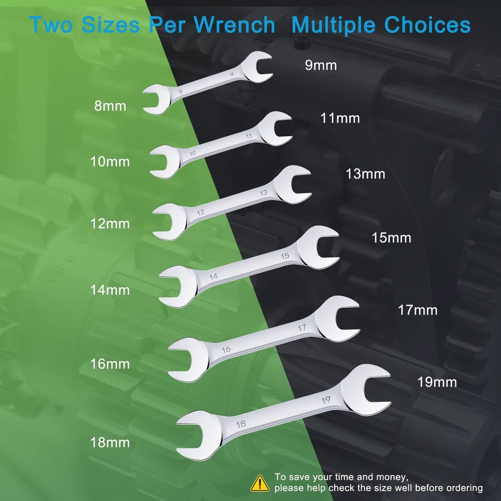 Ocasar 6Pcs Super Thin Open End Wrenches Set, Premium Mirror Polish Silver