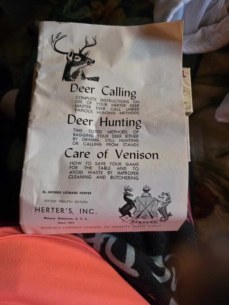 Herter's 903 Deer Master Deer Call Original Box & Booklet