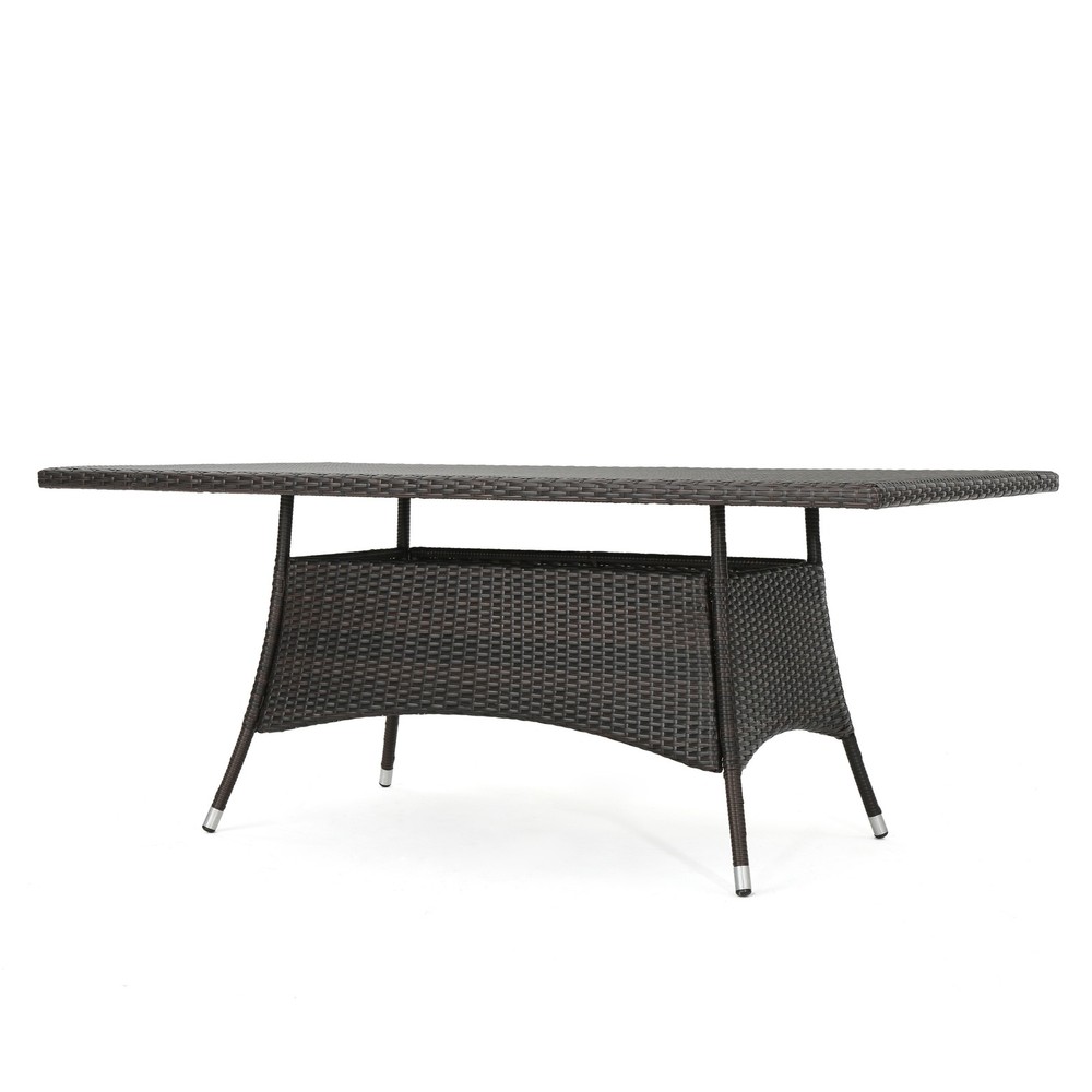 CORSICA Rectangular Outdoor Dining Table Brown PE Rattan Wicker Iron Frame