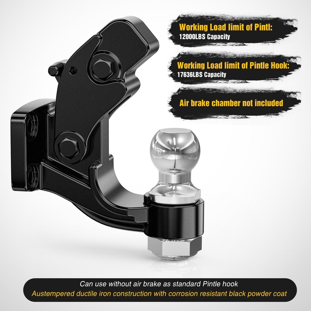 Nilight Pintle Hook Trailer Hitches Receiver Hook Combination 2” Hitch Bal