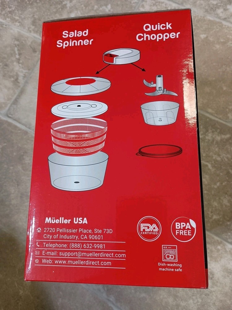 Mueller Salad Spinner with Quikchop Pull Chopper MODEL SS865 NEW