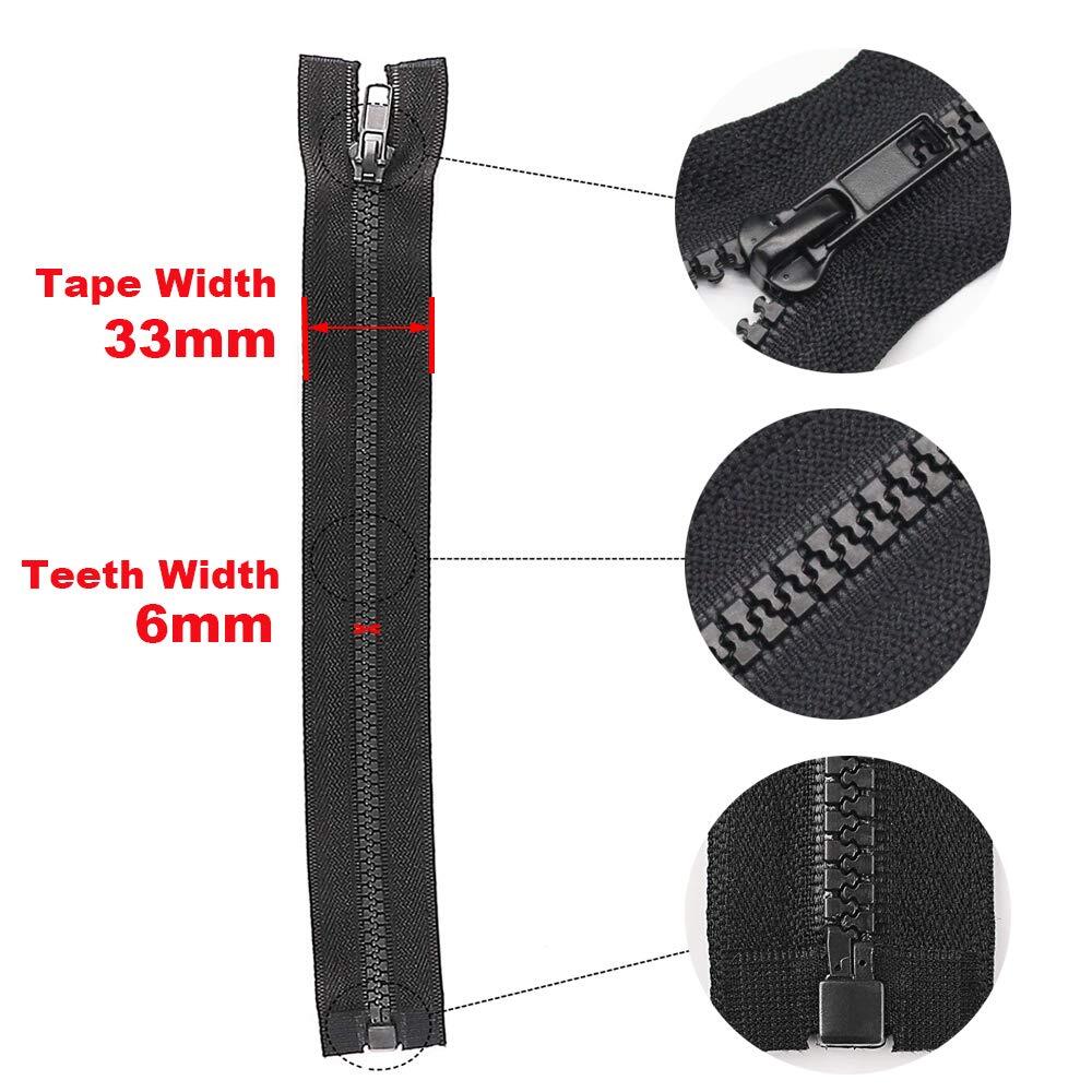 2pcs 32" #5 Separating Jacket Zippers Black Molded Plastic Sewing Coats