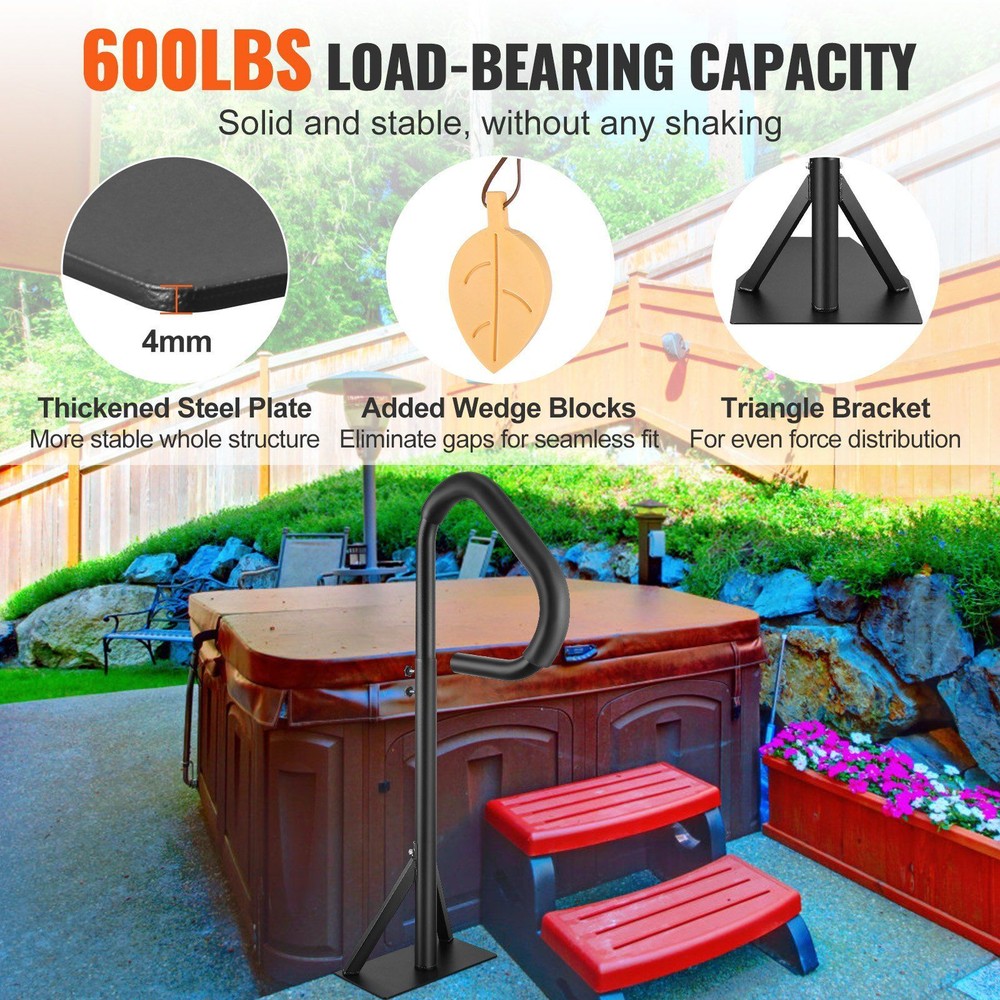 Sturdy Hot Tub Rail 360° Rotation 35"-57" Height Adjustable Rust-Proof