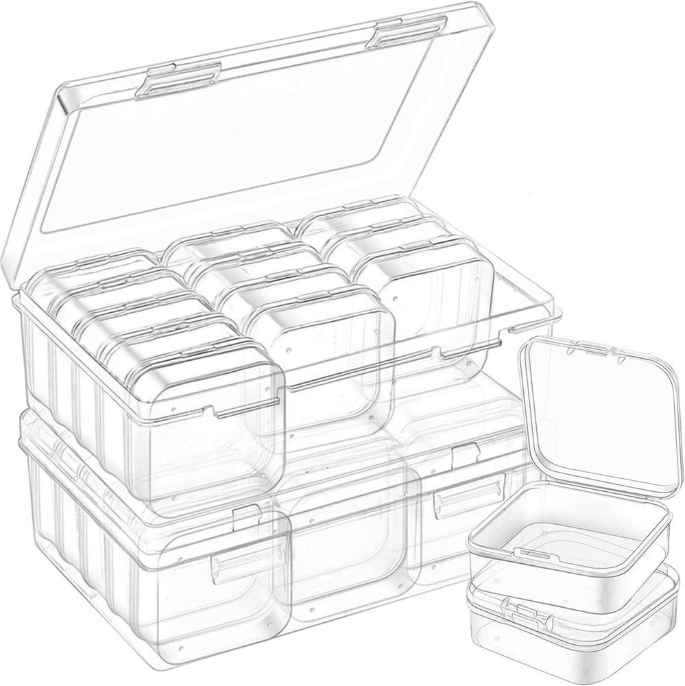 Two Pack Bead Organizer Box with Hinged Lid - 30 Mini Clear Plastic