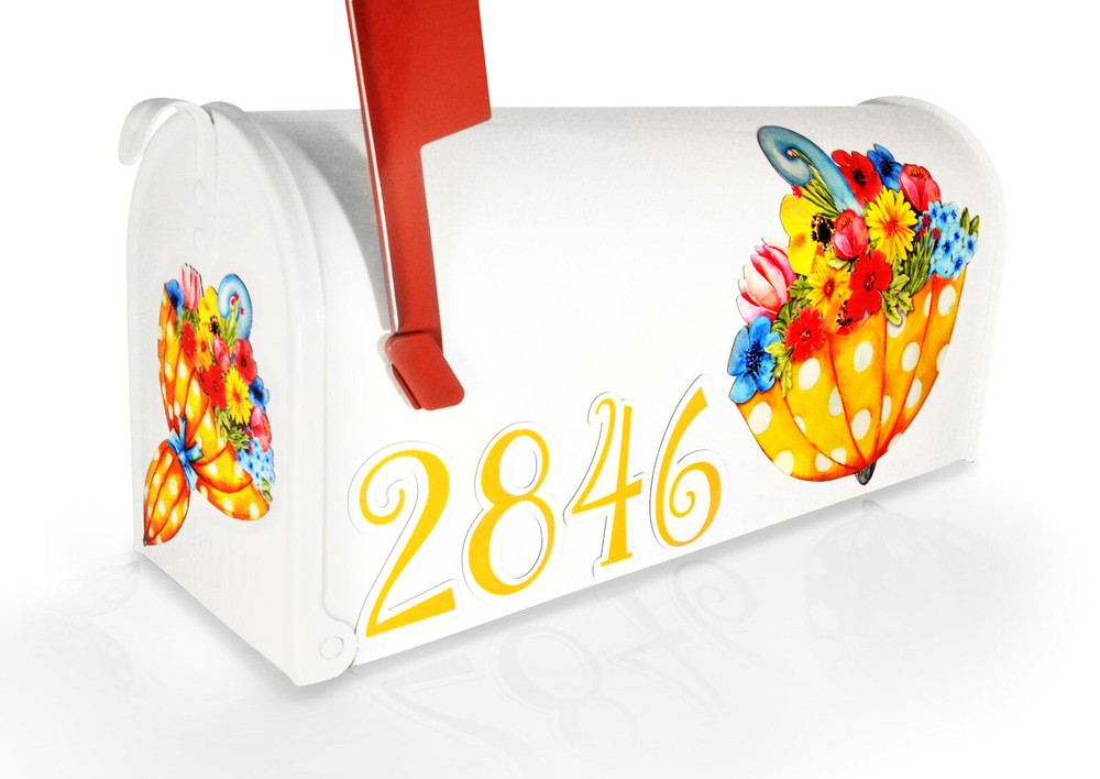 Mailbox Magnet Partial Cover Spring Umbrella for White Mail Box Custom Address