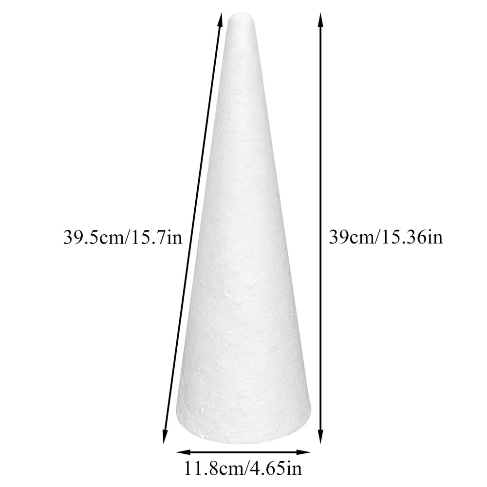 2 Pack 15.7" Foam Cones DIY Polystyrene Christmas Tree Craft Cones