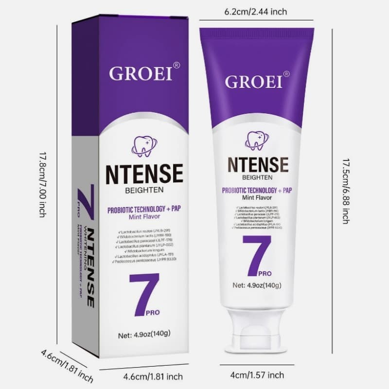 With 7 Probiotics 7-Pro Intensive Toothpaste, 7PRO Intense Whitening Toothpaste