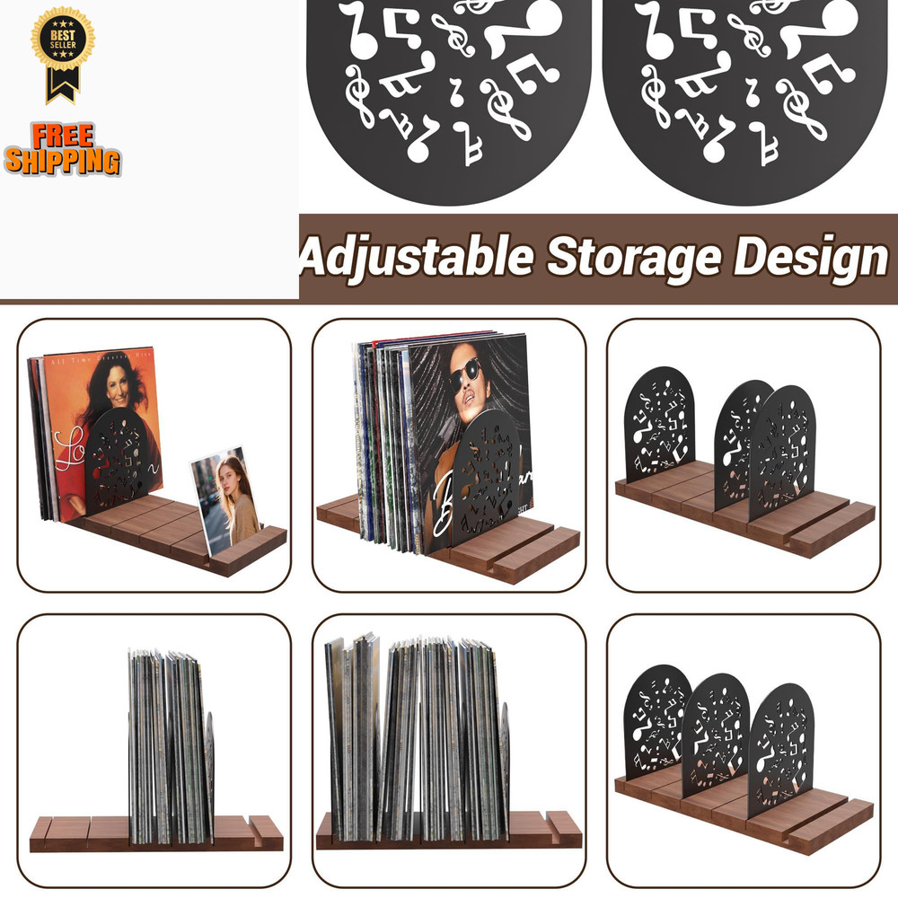 Vinyl Record Storage, Holder for 70-100 LP, Solid Pine Wood Brown