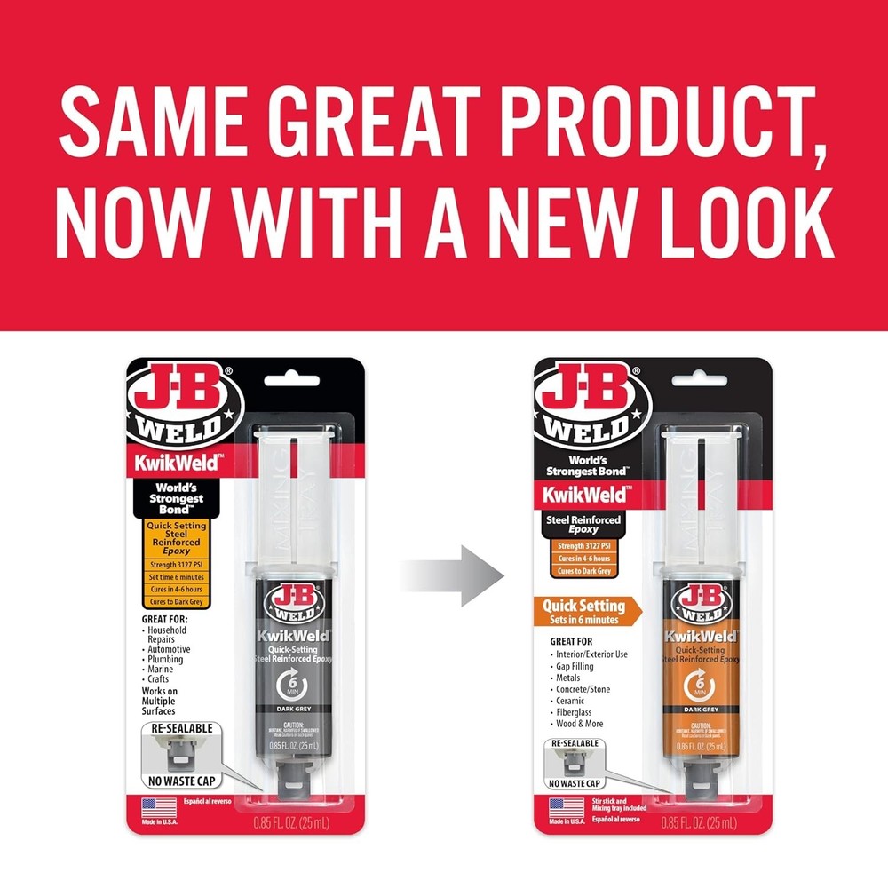 Fast Setting 2-Pack KwikWeld Epoxy - High Strength Repair Solution, Dark Grey