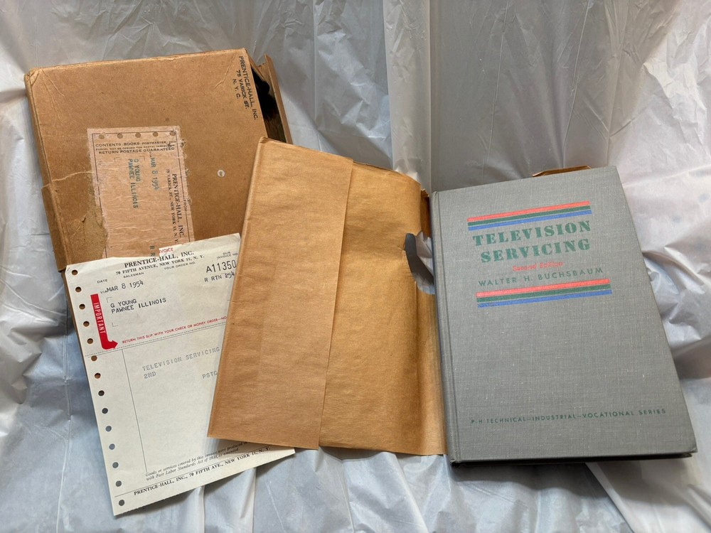 TELEVISION SERVICING BY W. H. BUCHSBAUM. 1954 Receipt Original Box