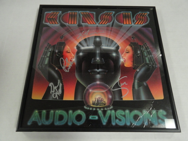 KANSAS SIGNED FRAMED "AUDIO-VISIONS" ALBUM KERRY LIVGREN 4 ORIGINAL JSA COA